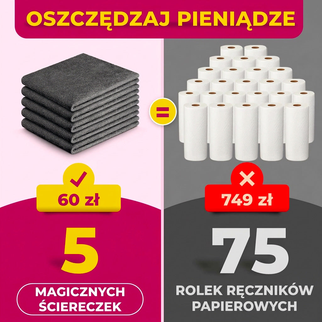 Magiczna Ściereczka z Mikrofibry (zestaw 5 sztuk)